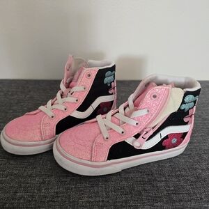Vans Kids High-Top Sneakers - Pink, Black, and Blue TODDLER 8